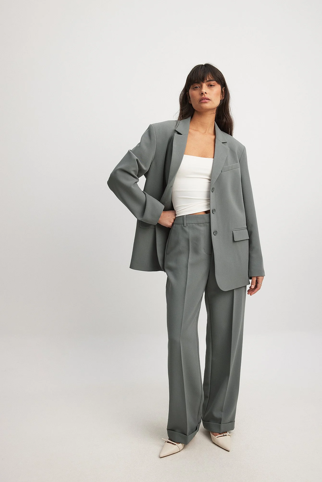 Oversize-Blazer mit drei Knöpfen