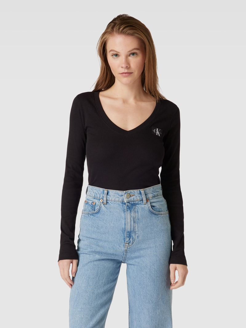 Longsleeve mit Label-Patch in black