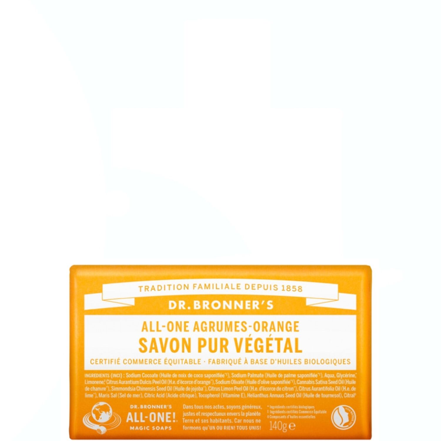 Dr Bronners Pain de Savon Agrumes - Orange 140g