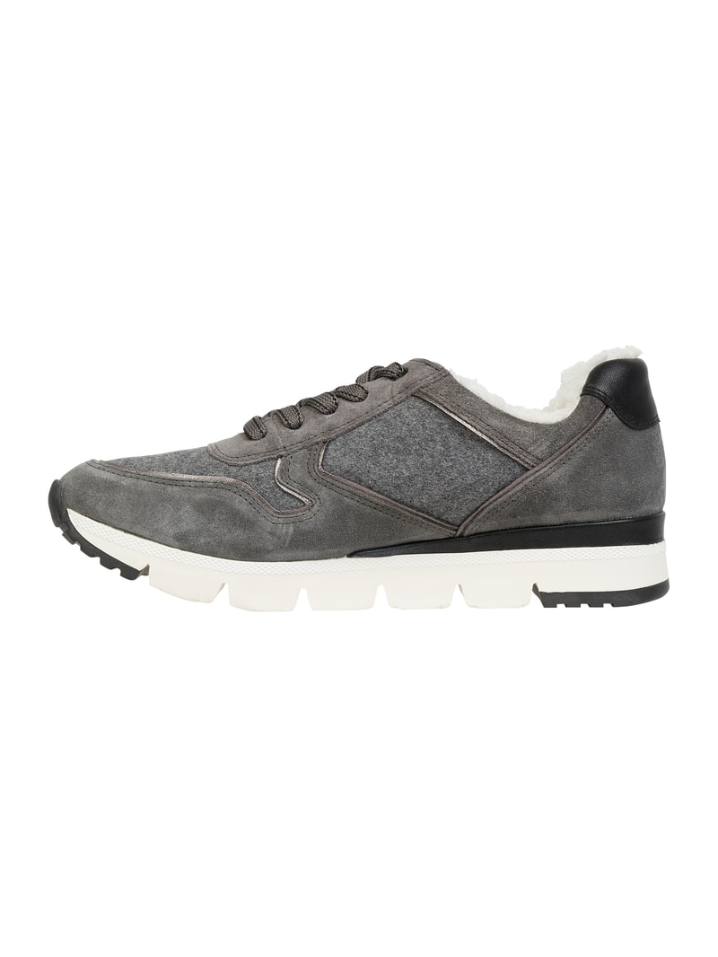 Sneaker aus Veloursleder und Textil in dunkelgrau