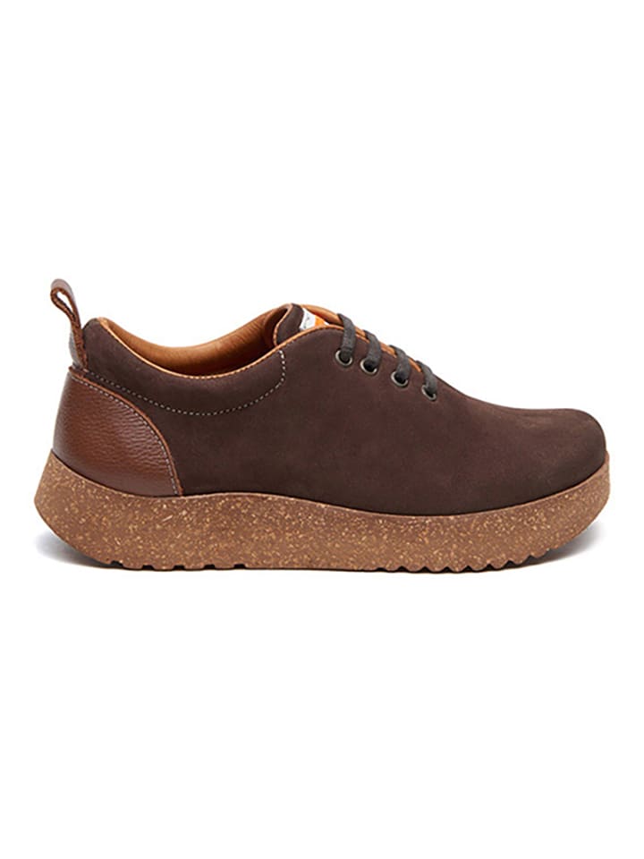 Comfortfusse Leder-Sneakers in Braun günstig kaufen