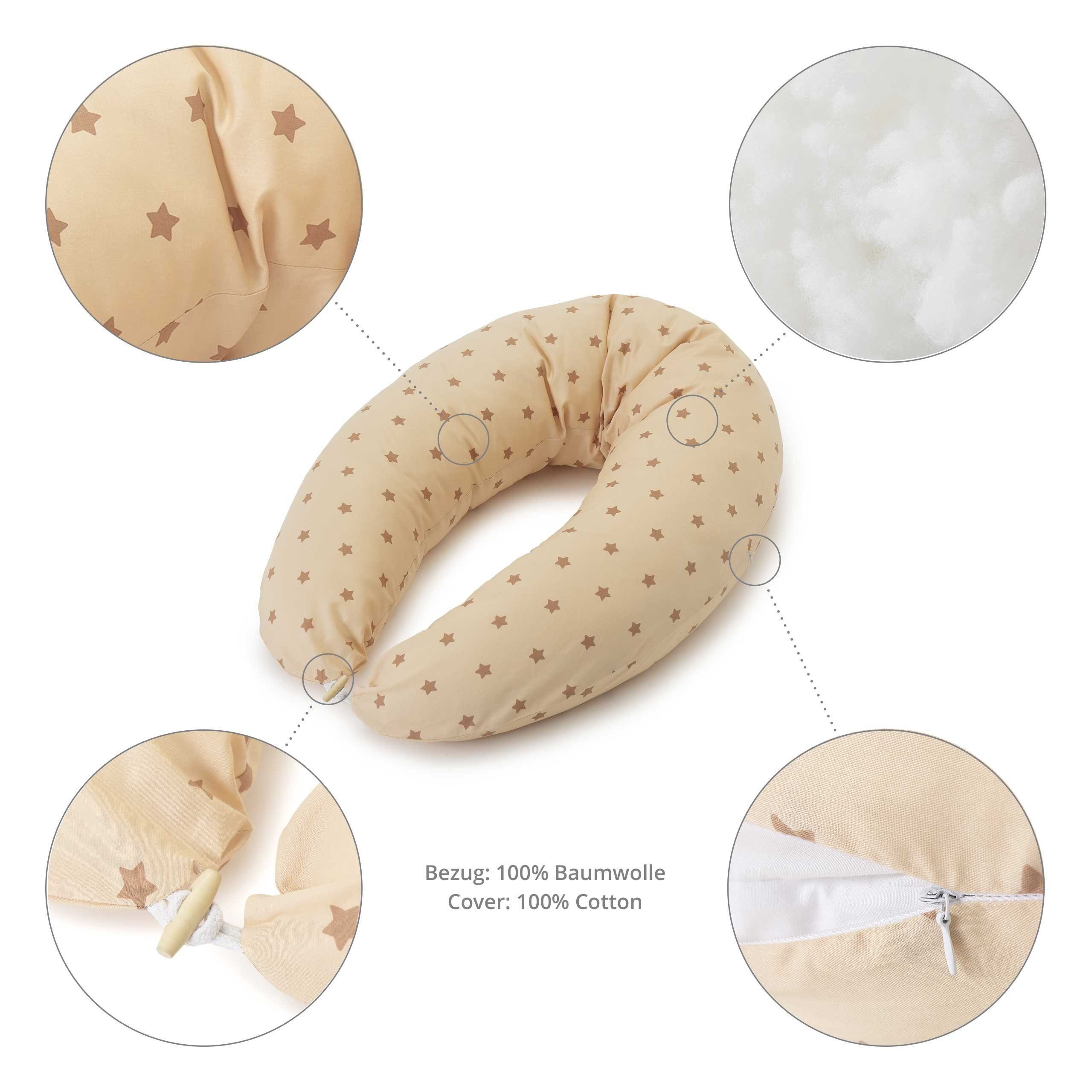 Lumaland Stillkissen Stillkissen, 150 x 190 x 20 cm Beige / Braune Sterne