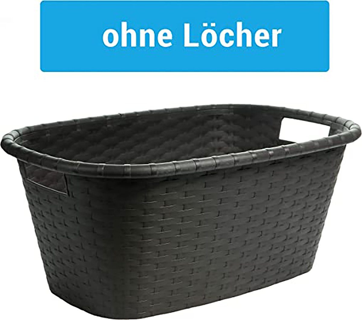 Centi Wäschekorb Wäschesammler, Wäschewanne in Flechtoptik, (Set, 2 St., H25 cm x L60 cm x T40 cm), extra stabil, 35L, Farbe: anthrazit, Made in EU