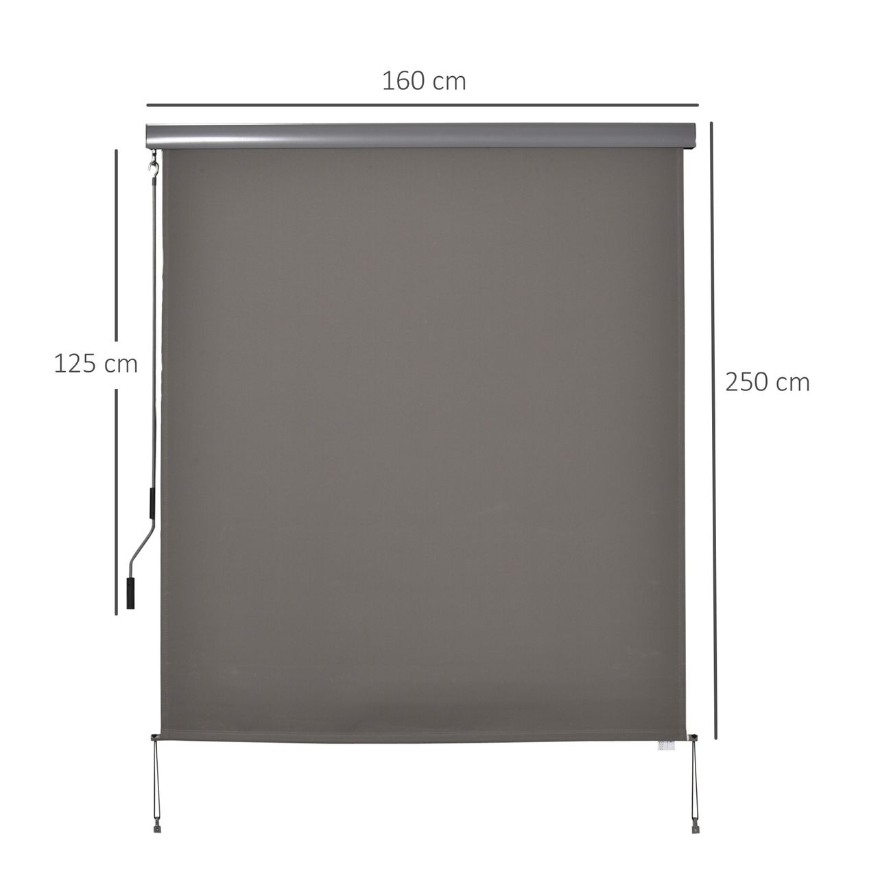 Outsunny Seitenmarkise Balkonmarkise Polyesterstoff Alu Grau 160 x 250 cm