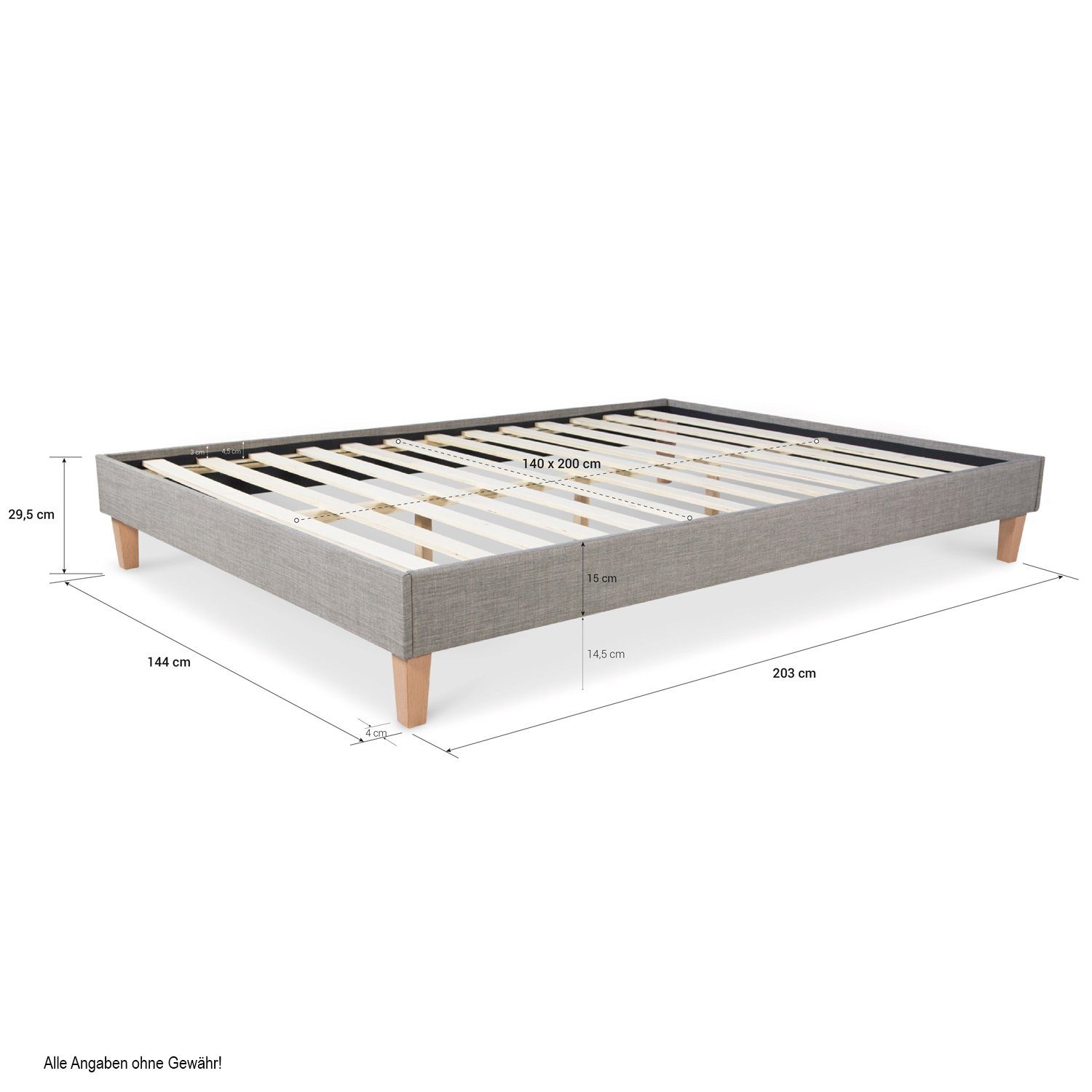 Homestyle4u Polsterbett Doppelbett 140x200 Matratze Lattenrost Futonbett