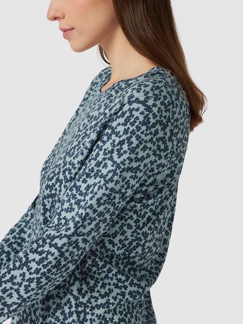 Comfort Fit Pyjama-Oberteil mit Allover-Muster in dunkelblau