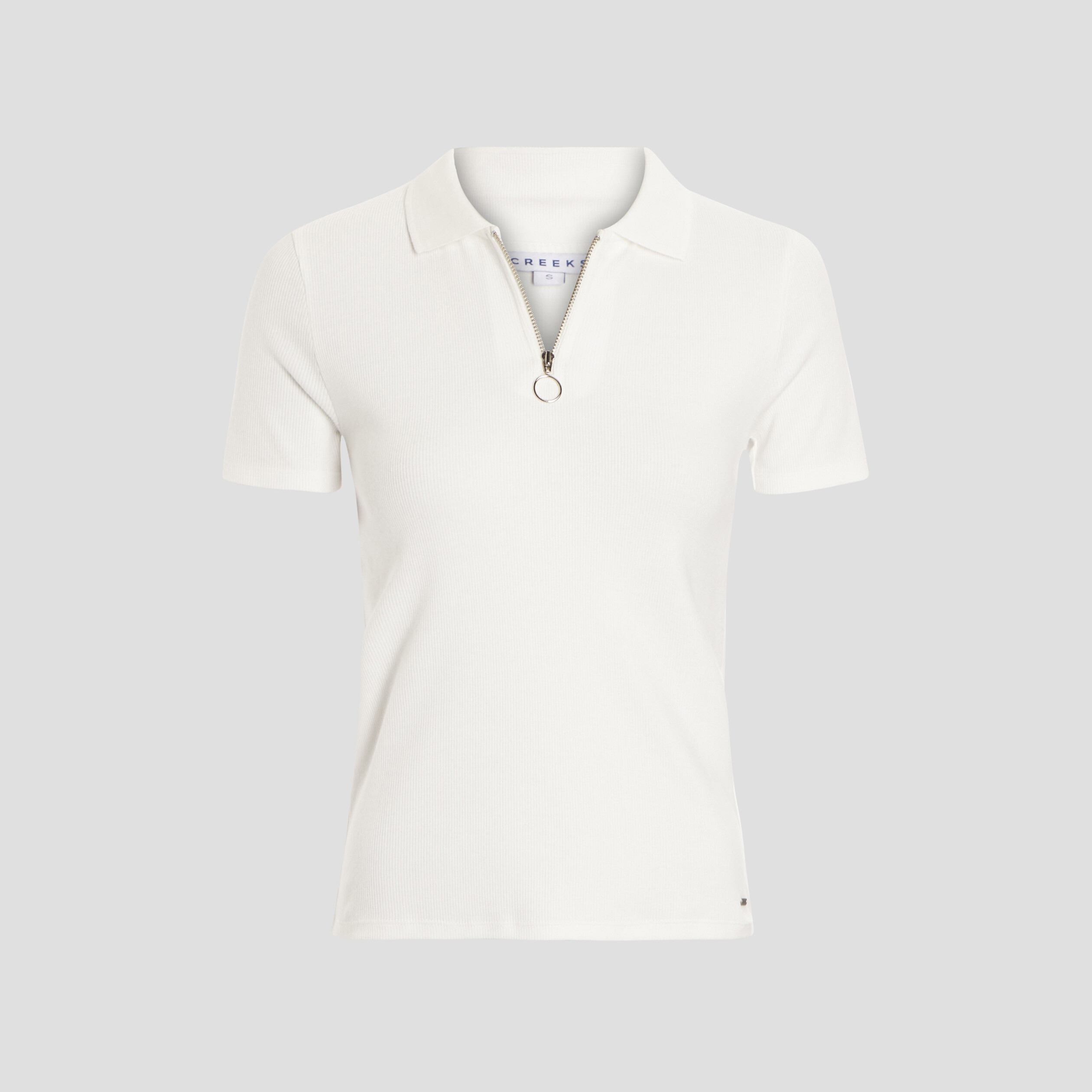 T-shirt col polo zippé ivoire femme | La Halle