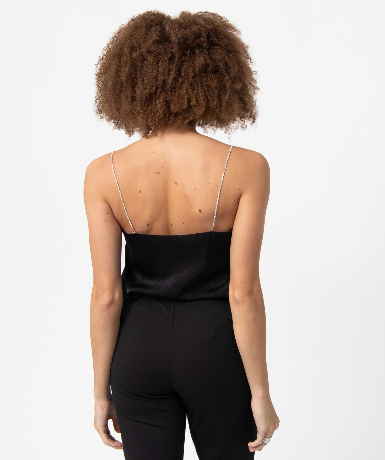 Débardeur femme à bretelles strass noir | GEMO