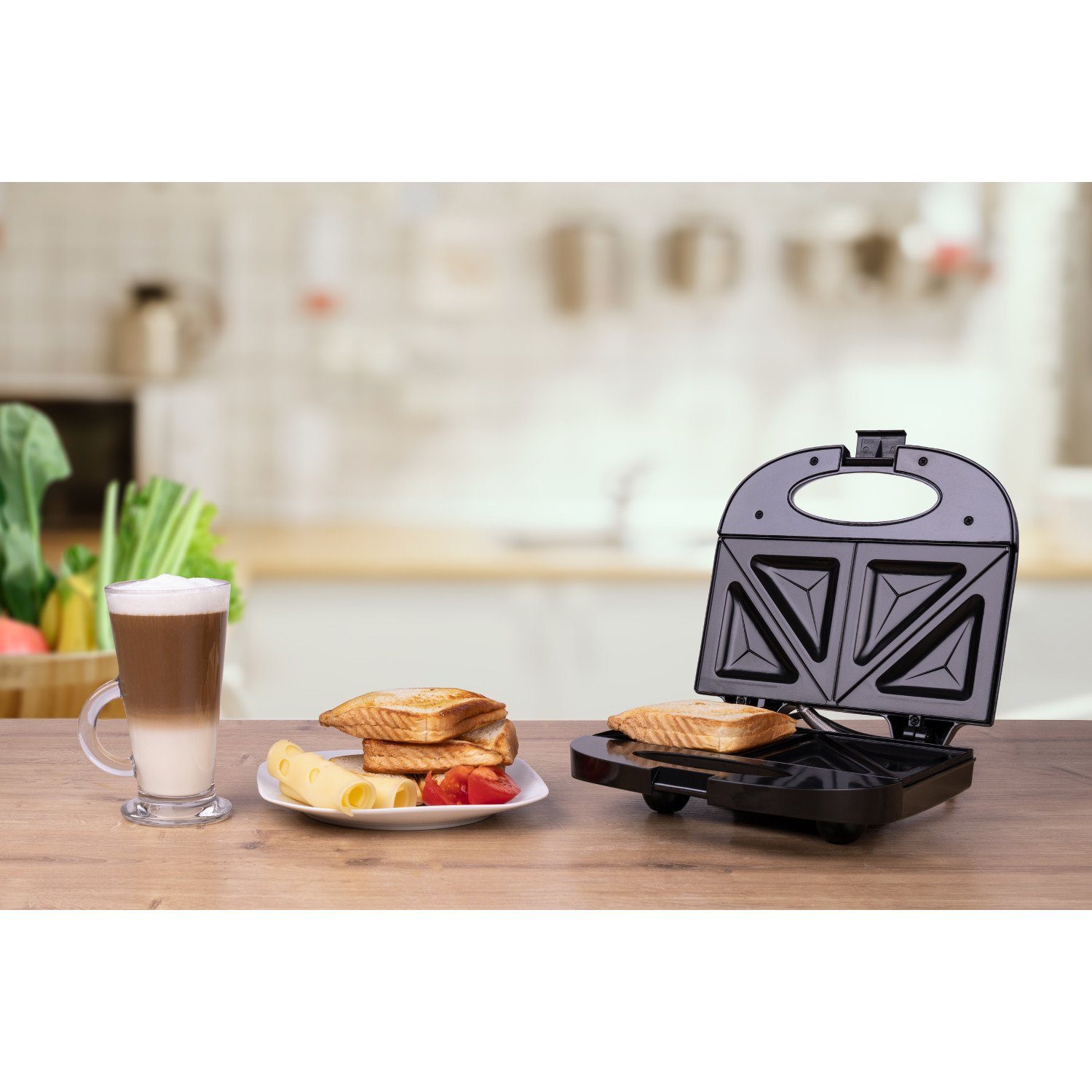 Mesko Sandwichmaker MS 3032, 850 W, Sandwichmaker mit Antihaftbeschichtung