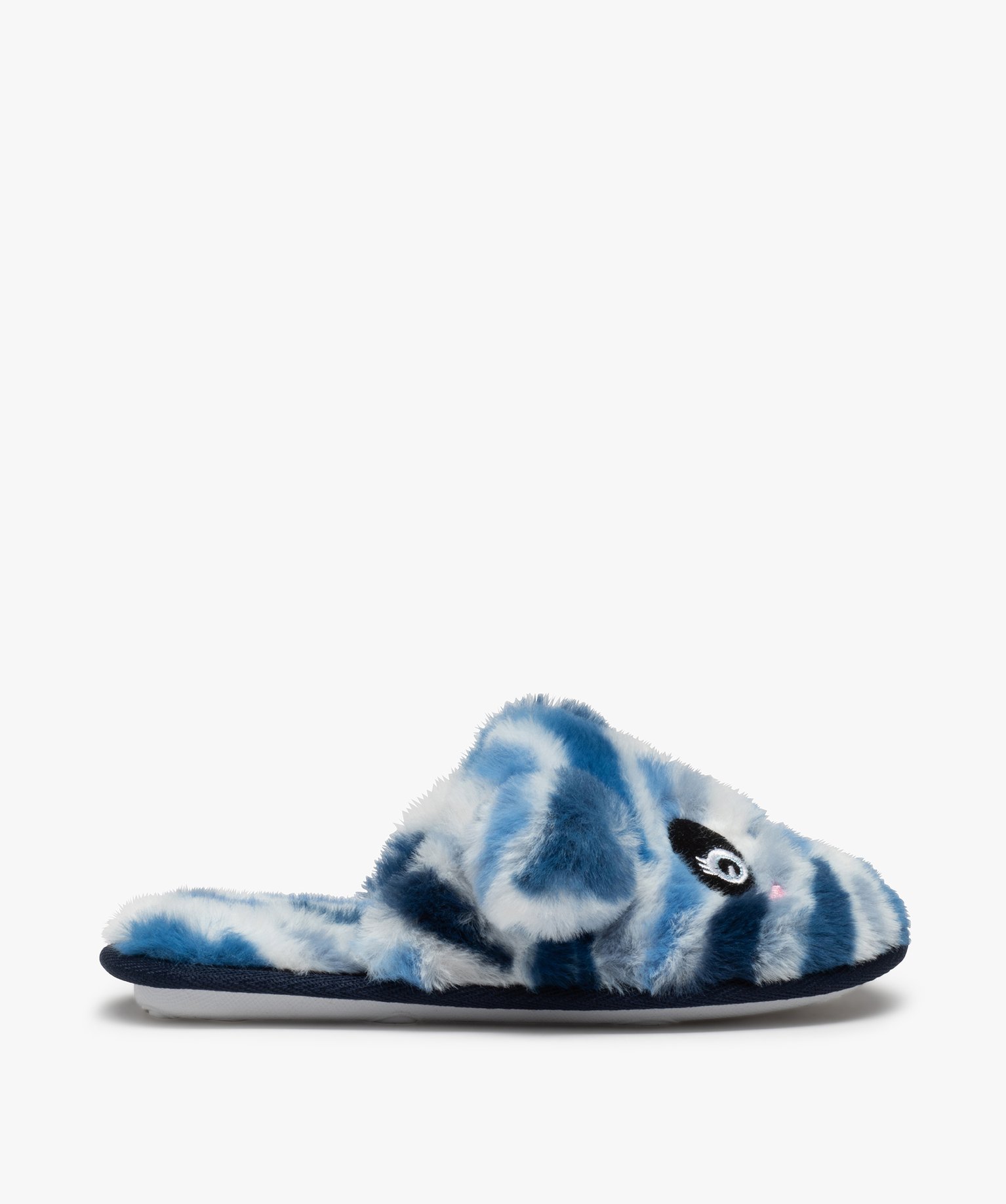 Chaussons fille mules plates en volume panda bleu | GEMO
