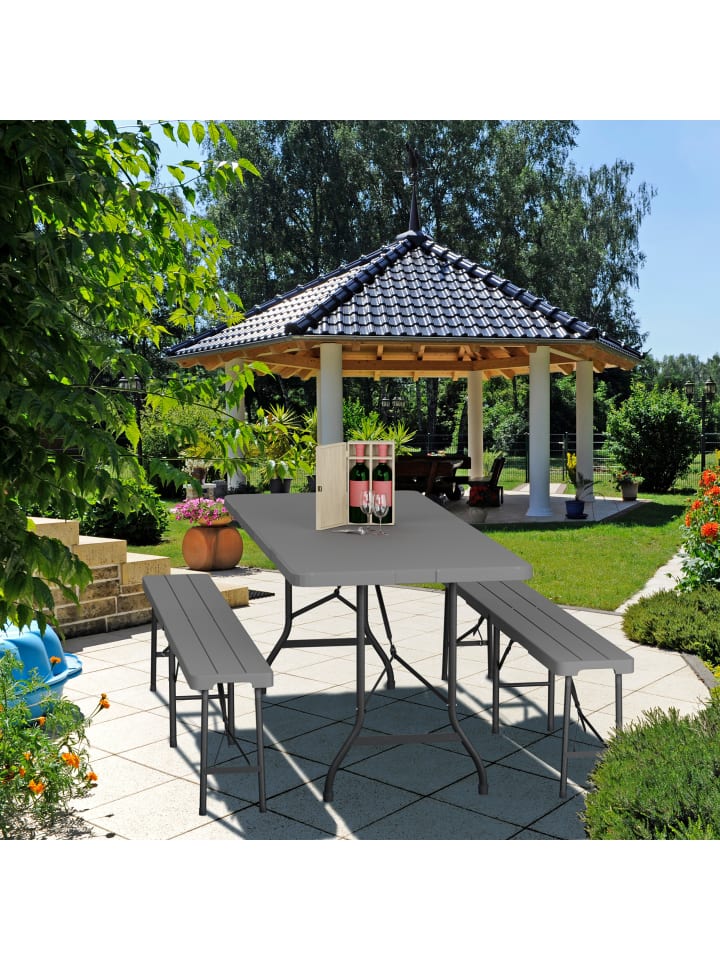 relaxdays Gartentisch in Grau - (B)180 x (H)72 x (T)74 cm günstig kaufen onesize