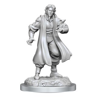 Critical Role Unpainted Miniatures: Male Human Sorcerer Merchant & Tiger Demon (2)