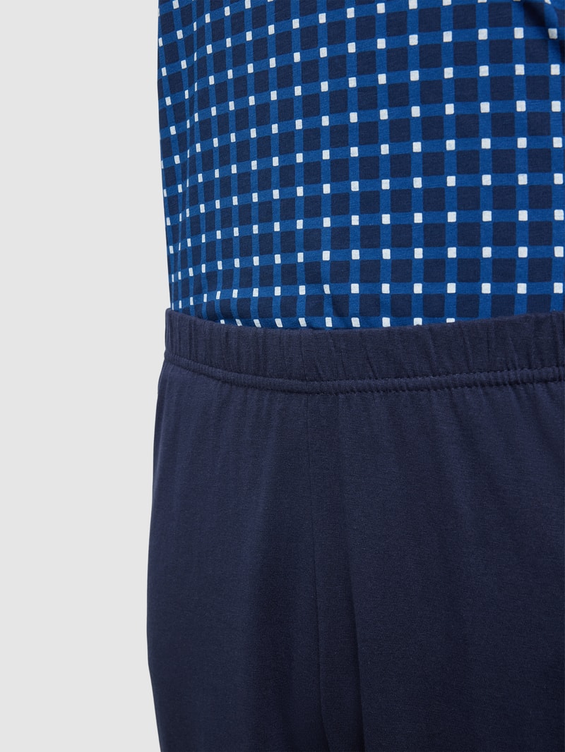 Pyjama mit Oberteil mit Allover-Muster in dunkelblau