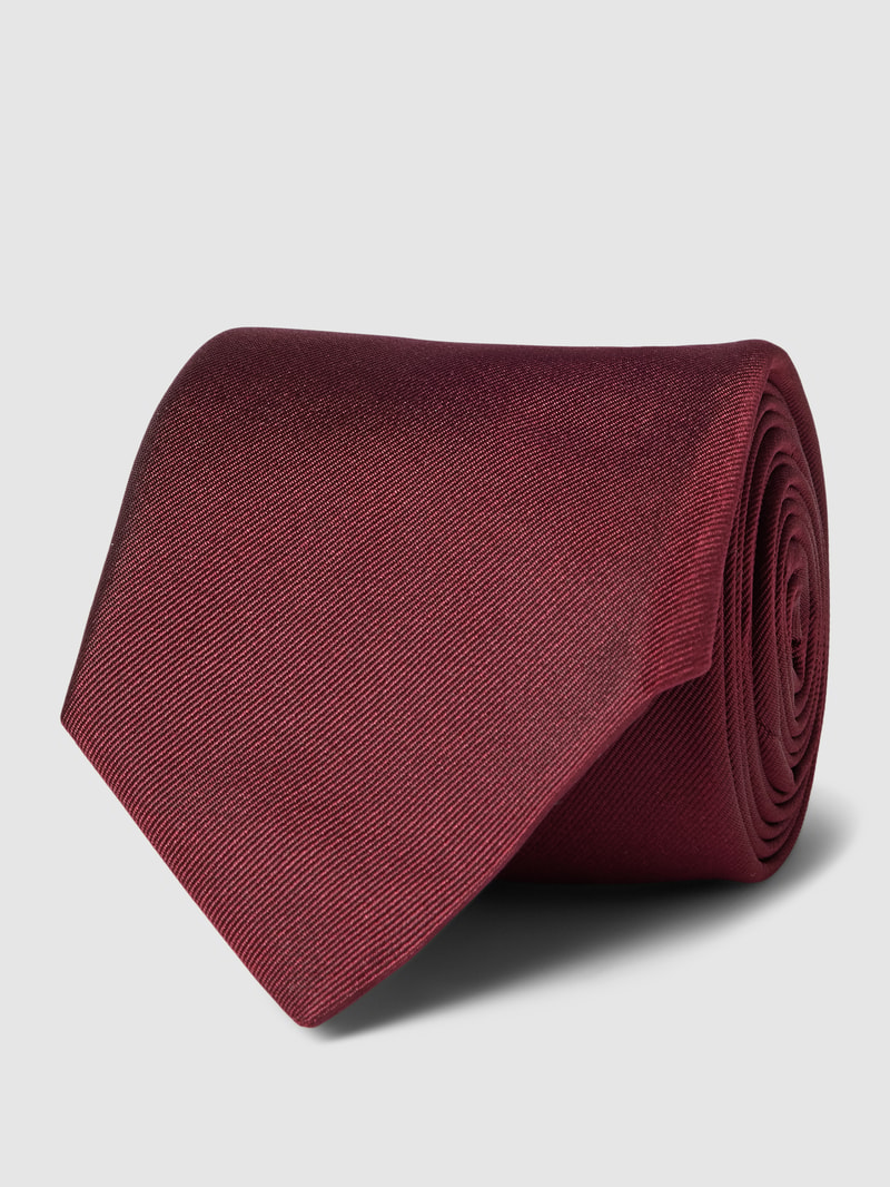 Krawatte mit Label-Patch in bordeaux rot