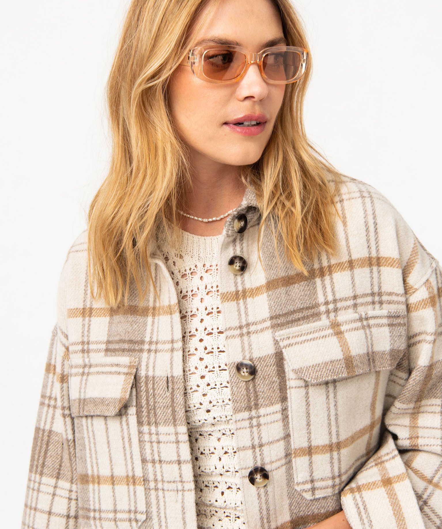 Veste chemise à carreaux avec larges poches femme carreaux | GEMO