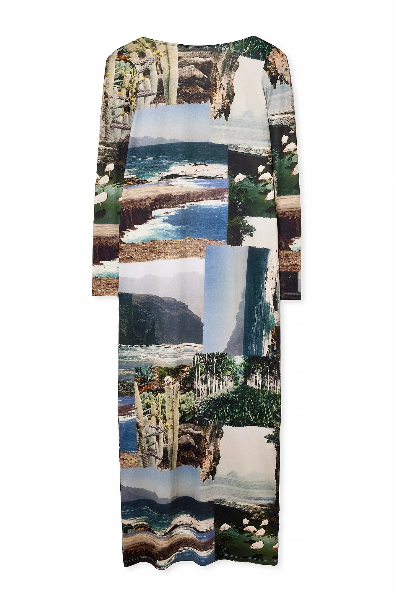 Langärmliges Maxikleid mit fotografischer Collage