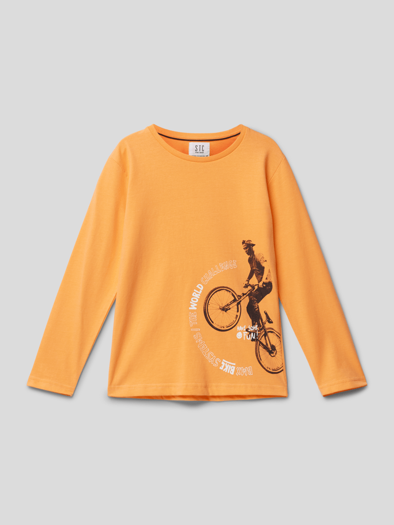 Longsleeve mit Motiv-Print in orange