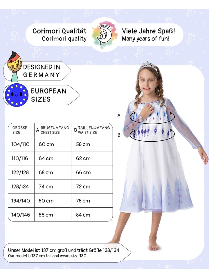 Corimori Kostüm „Prinzessin Nova“ in Hellblau/weiß günstig kaufen 140/146