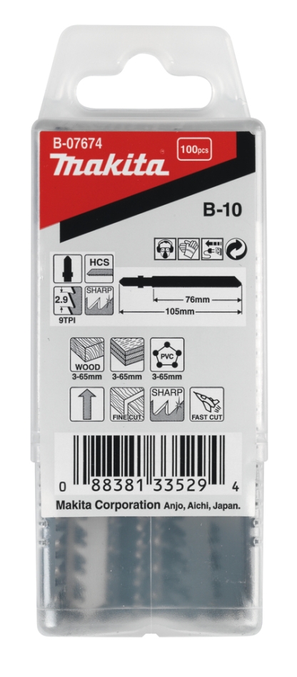 Accessori Makita B-07674 Lama per seghetto alternativo per legno 76 mm B10 100 pezzi