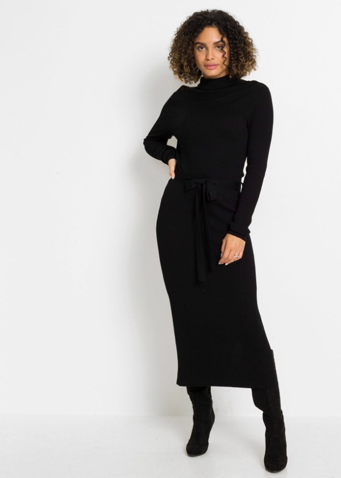 Strickkleid mit Bindegürtel