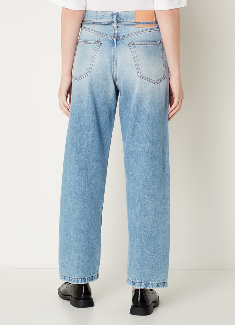 Τζιν Acne Studios με ψηλή μέση, φαρδιά εφαρμογή, ανοιχτόχρωμο τελείωμα και ζώνη