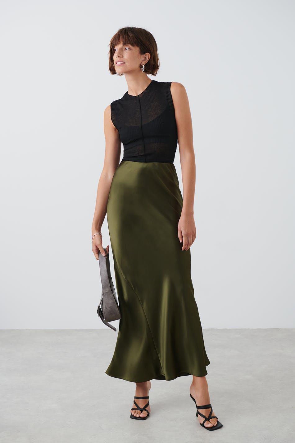 Satin maxi skirt