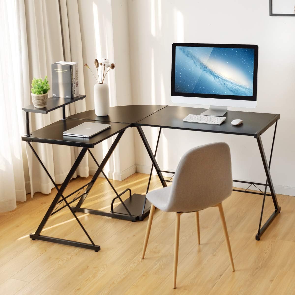 Costway L-Förmiger Computertisch aus Holz