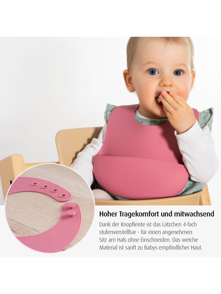 Reer Eat'n Tidy Silikon-Lätzchen in Rosa ab 3 Monate günstig kaufen onesize