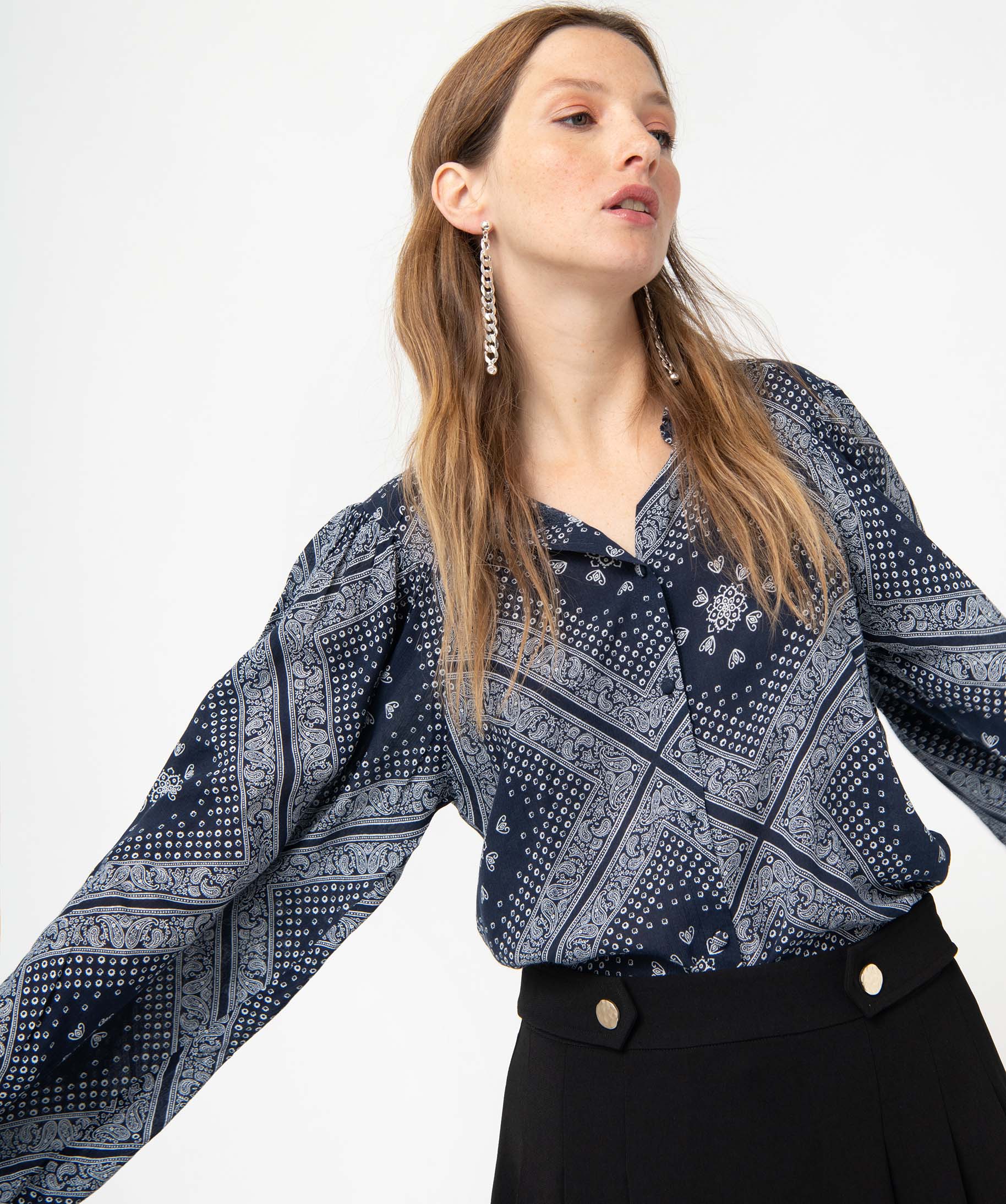 Chemise femme imprimée à manches extra larges imprime | GEMO