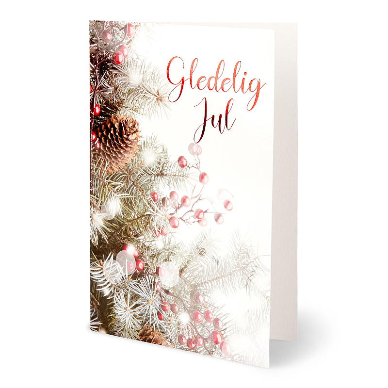 Julekort, kongler & bær Gledelig jul