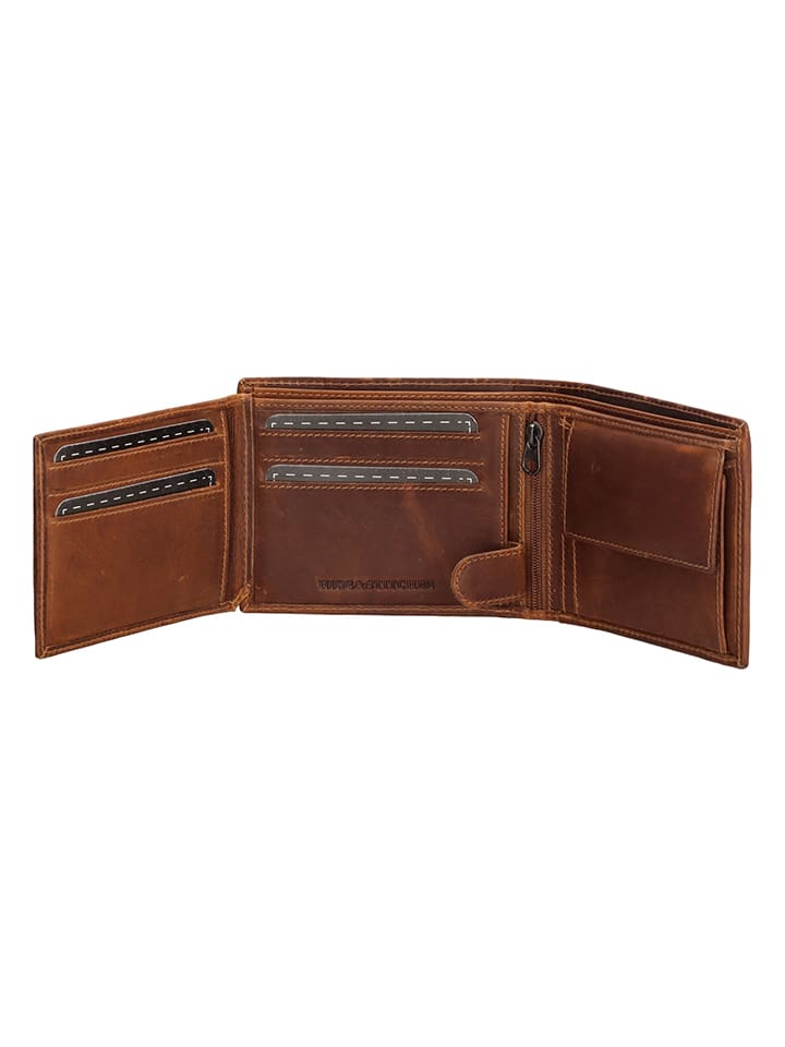 HIDE & STITCHES Leder-Geldbörse in Cognac - (B)11,5 x (H)9 x (T)2 cm günstig kaufen onesize