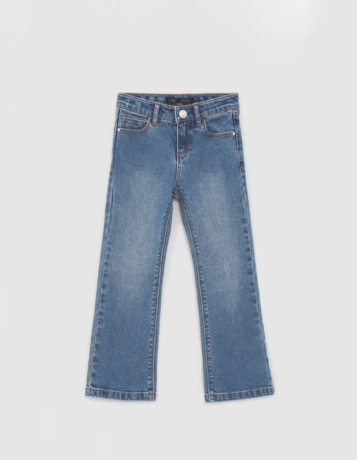 Jean FLARE bleu Waterless avec ceinture-foulard fille