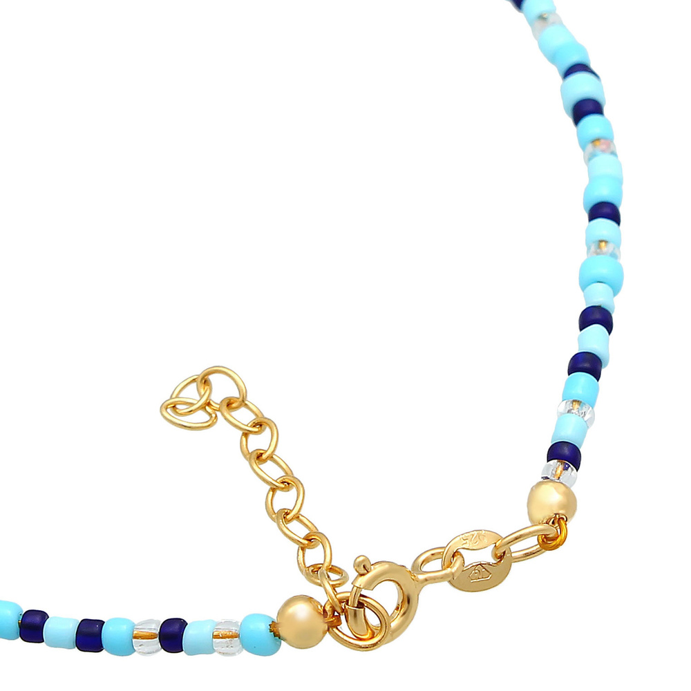 Elli Elli Bracelet de Cheville Femmes Shell Glass Balls Colorful Summer Beach Ajustabl Bijoux