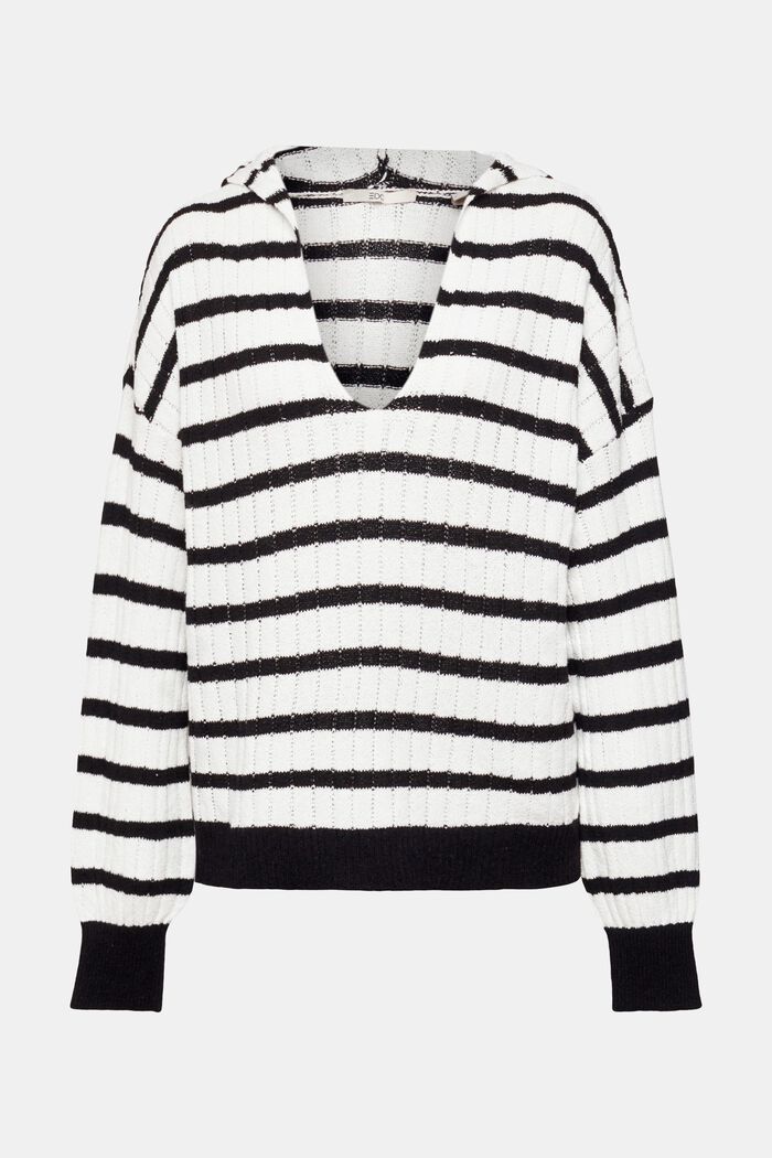 Hoodie im Streifenlook mit V-Ausschnitt
