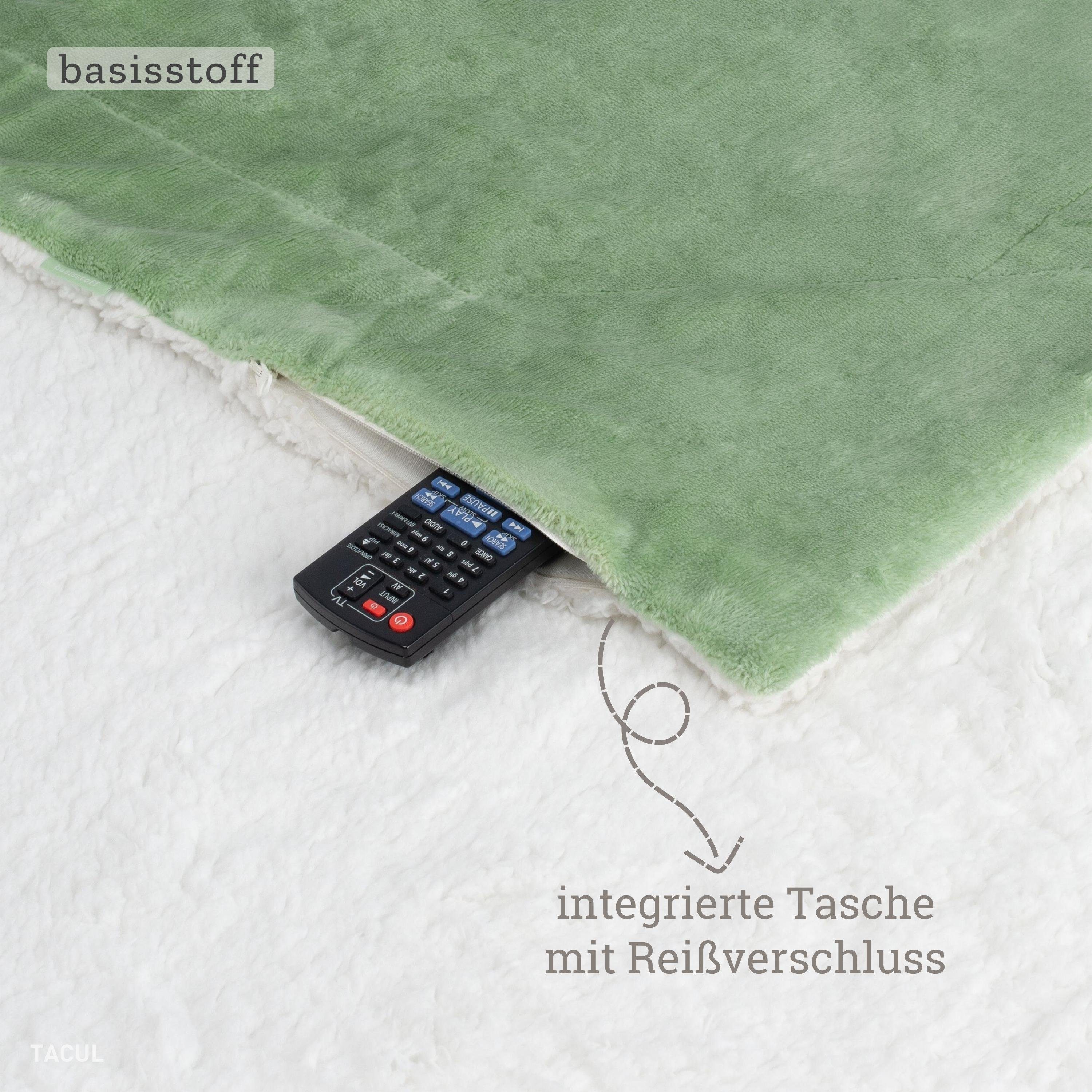 Wohndecke Cloudy Decke Sofa Kuscheldecke warm Sherpa Couchdecke mit Ecktasche, Basisstoff, mit Reißverschluss Ecktasche