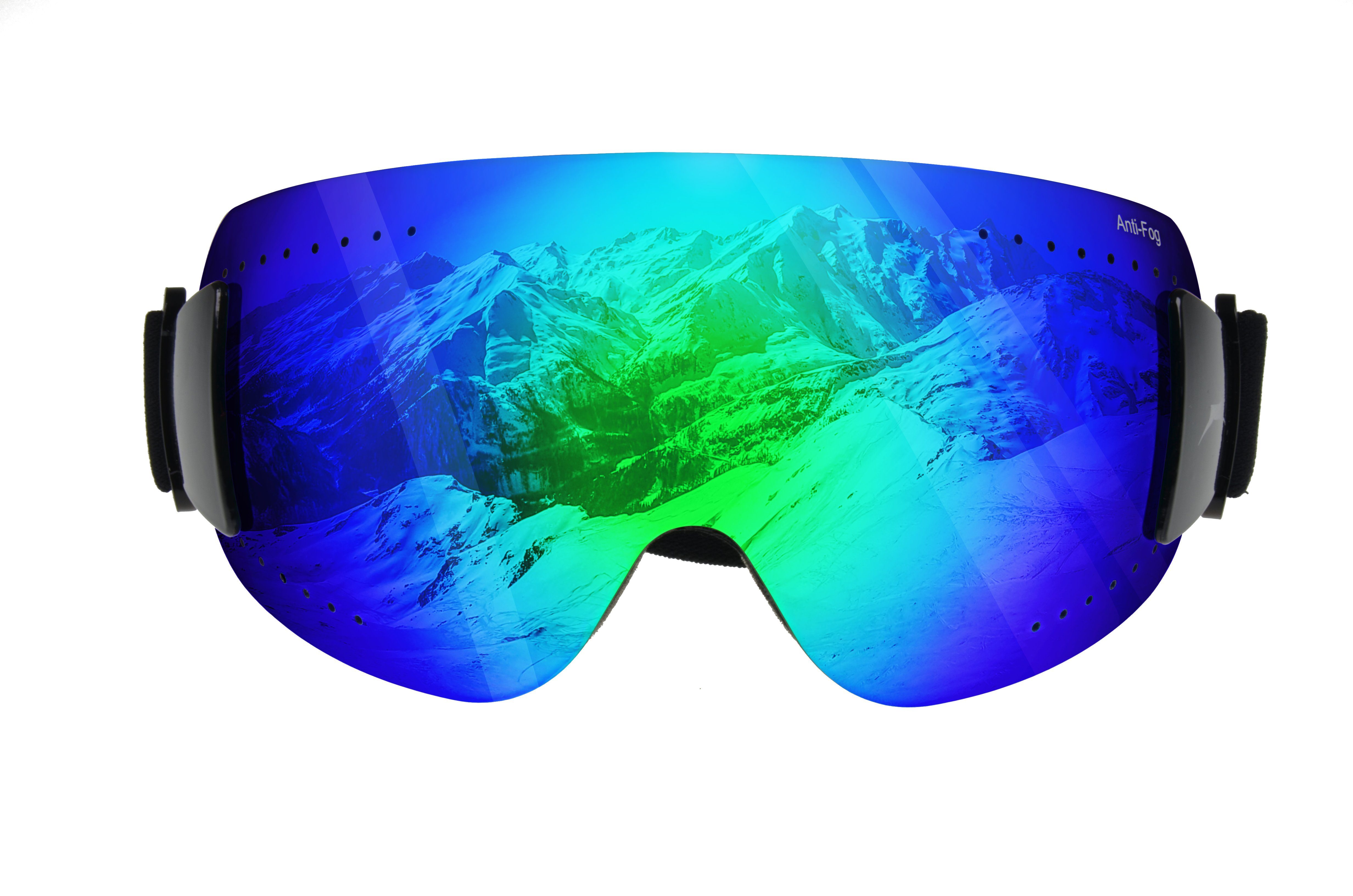 Gamswild Skibrille WS9140 Skibrille Gletscherbrille Snowboardbrille Sonnenbrille Damen Herren Fahrradbrille Unisex, orange, blau, ANTIFOG