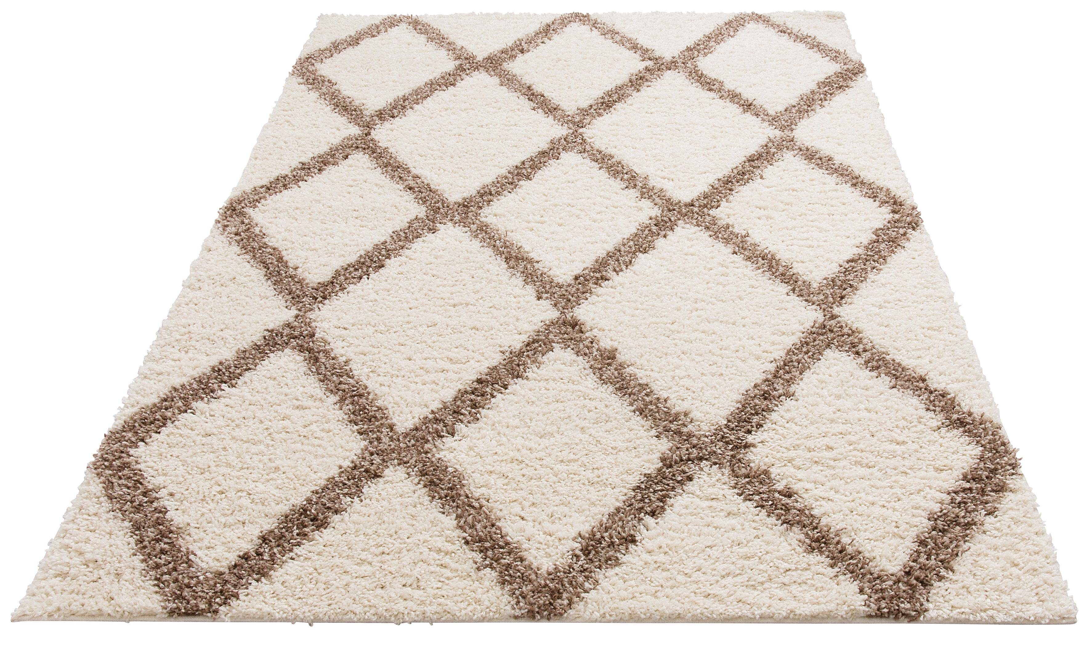 Hochflor-Teppich Linz, my home, rechteckig, Höhe: 31 mm, Rauten Design, Hochflor, besonders weicher Teppich, gewebt, rechteckig