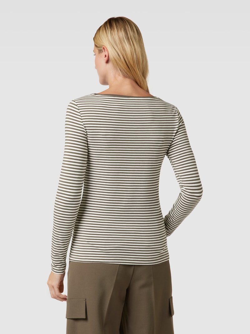 Longsleeve mit Streifenmuster und U-Boot-Ausschnitt in schilf