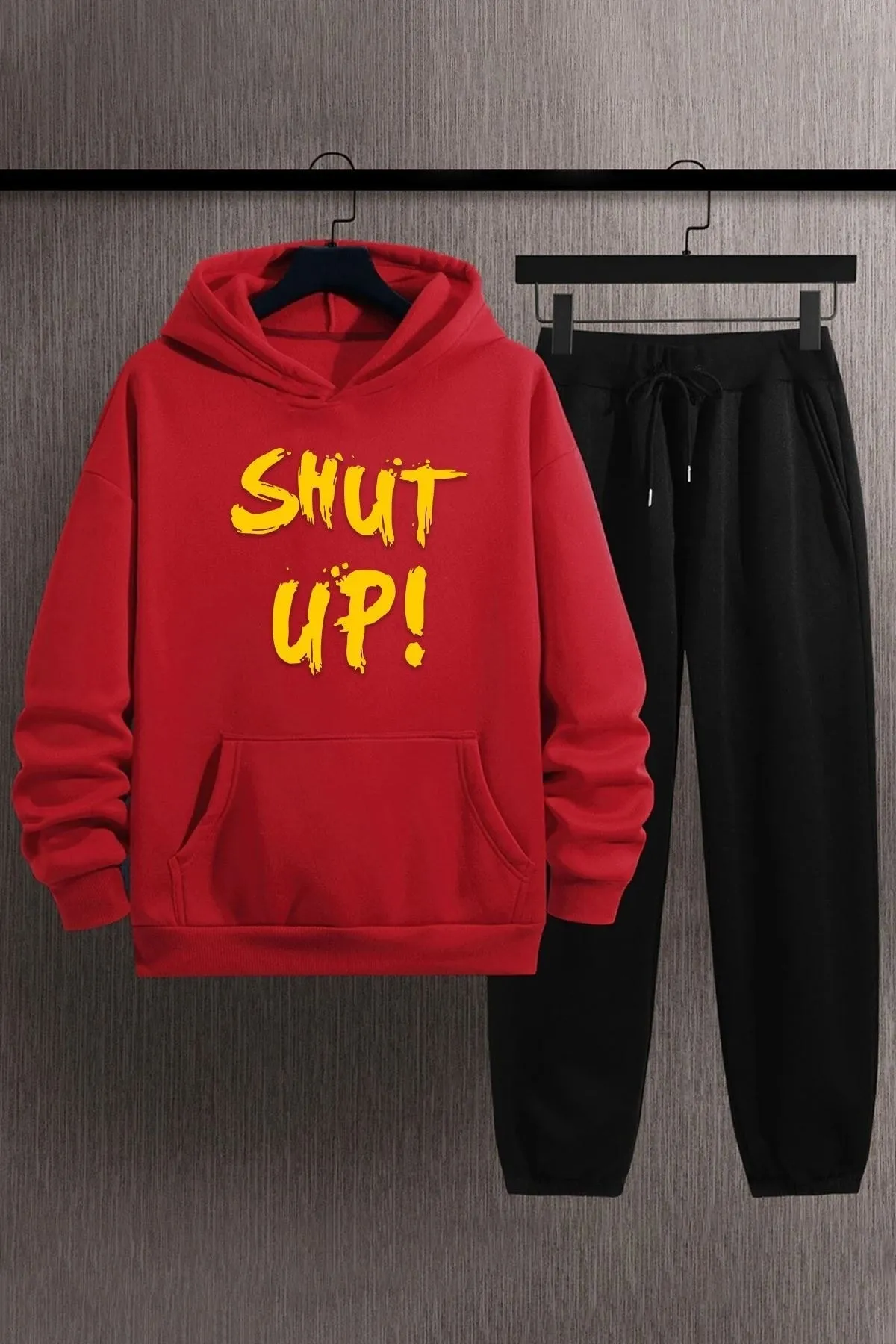 uyguntarz  Bedrucktes Unisex-Trainingsanzug-Set „Shut Up“.