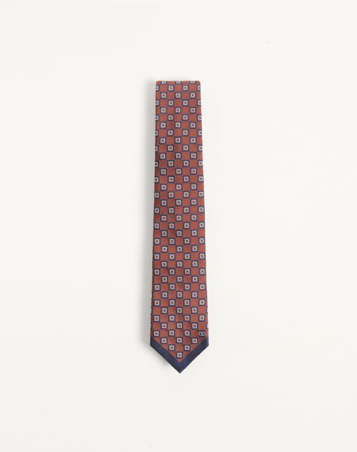 Valentie Jacquard Silkeslips med Geometrisk Mønster