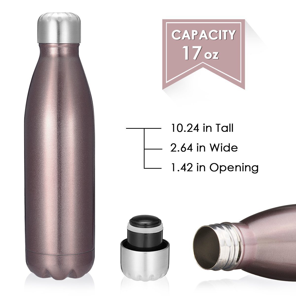 MECO Trinkflasche KING DO WAY Edelstahl Trinkflasche, Doppelwandig, hochwertiger Edelstahl, griffige Gummibeschichtung
