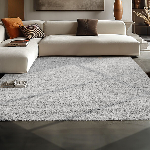 Hochflor Teppich, 160x230 cm, hellgrau