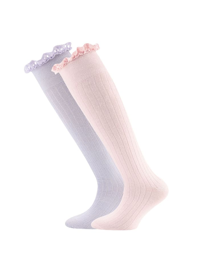ewers 2er-Set Kniestrümpfe 2er Pack Spitze in rosa-flieder günstig kaufen