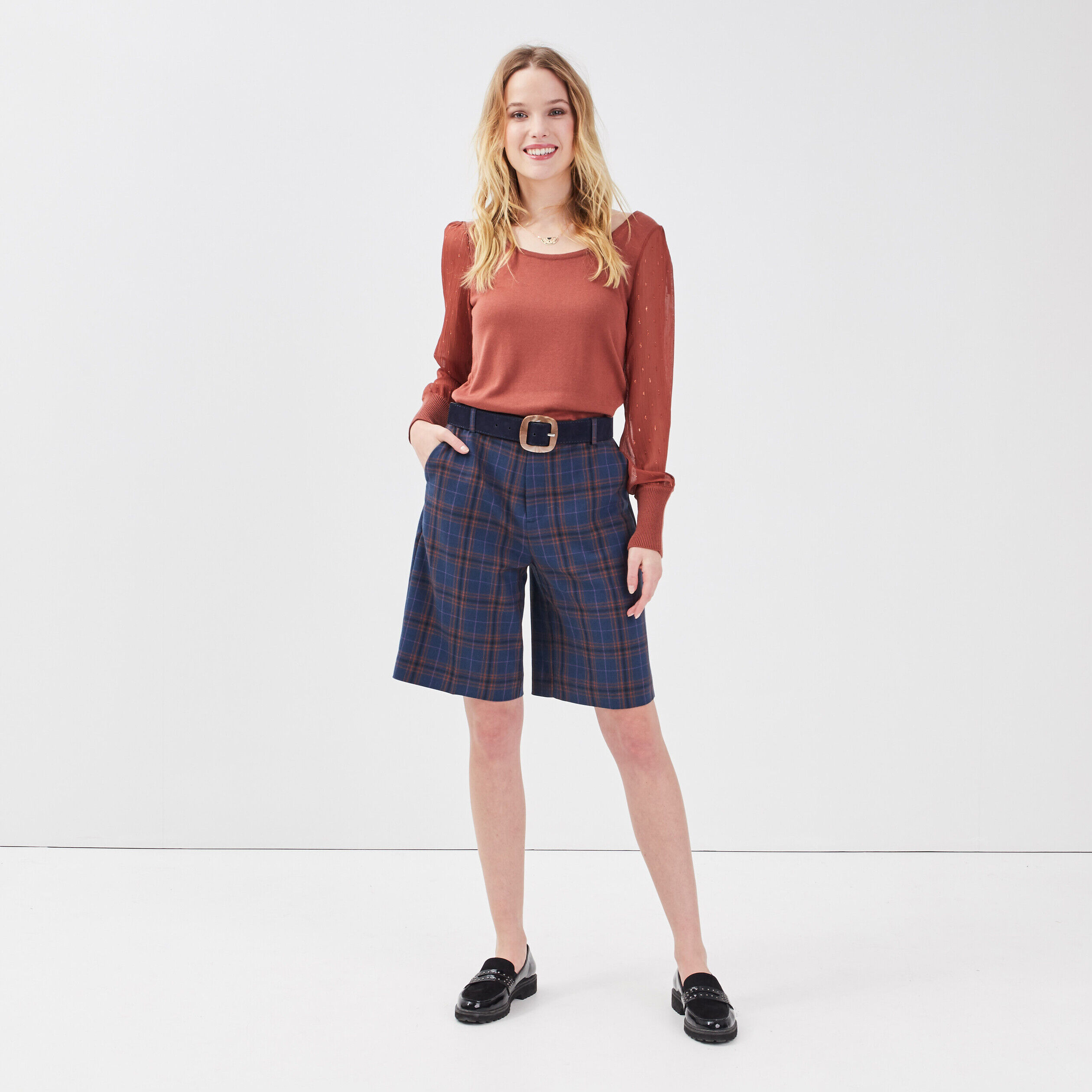 Bermuda droit bleu clair femme | Cache Cache