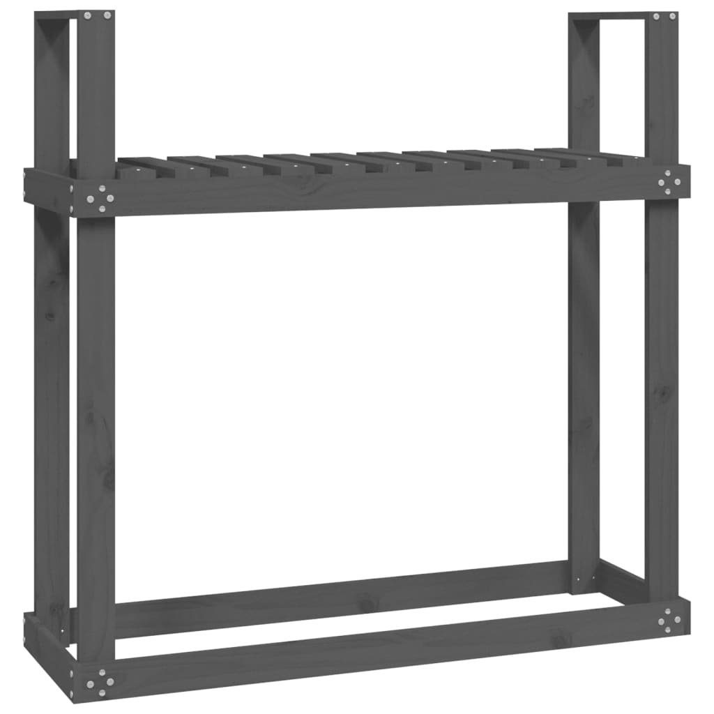 vidaXL Kaminholzregal Kaminholzregal Grau 110x35x108,5 cm Massivholz Kiefer Holzlagerung, BxTxH:110x35x108 cm