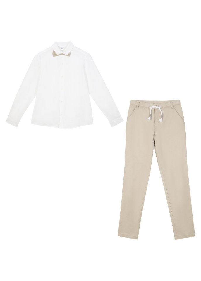 Jungen Chinohose, Hemd, Fliege, festlich (3-tlg.Set)