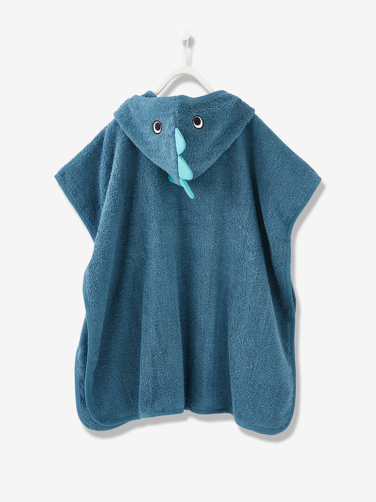 Poncho de bain enfant Dino bleu canard