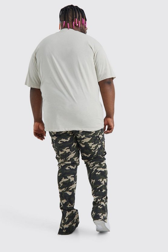 Plus Skinny Camouflage Cargo-Hose mit geteiltem Saum