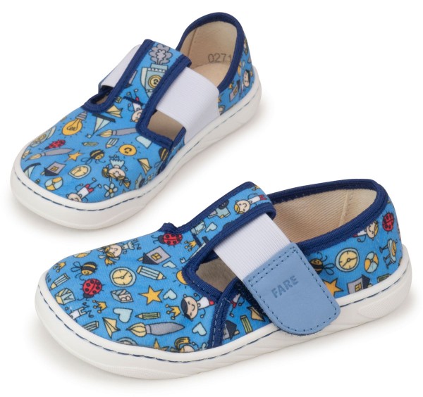 Fare Bare ~ (W) Slipper Wide Klett ~ Blau Print
