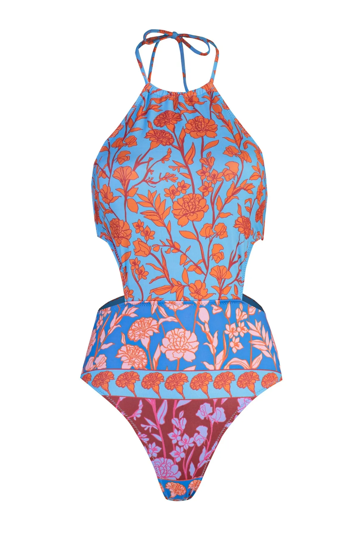 Trendyol Collection  Neckholder-Badeanzug mit normaler Beinlänge und Blumenmuster TBESS23MA00181